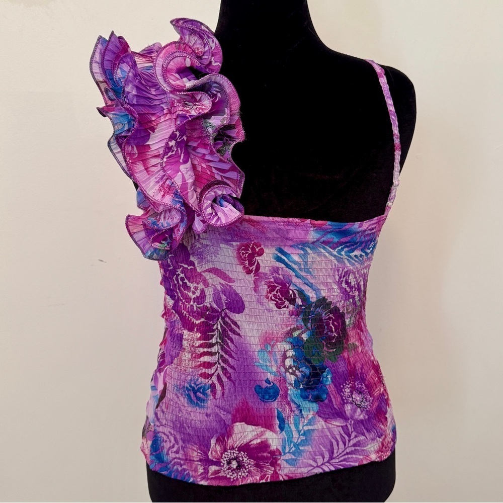 Pristine - Ruffle Shoulder Floral Top Size: Large - Picture 5 of 9